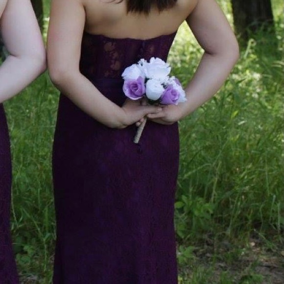 Purple Lace Mori Lee Dress Size 8 - Picture 3 of 4